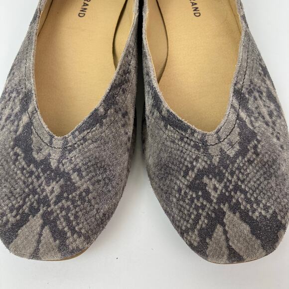 Lucky Brand Sz 10 Alba Grey Suede Animal Print Ballet Flats Soft Comfy - Picture 5 of 16